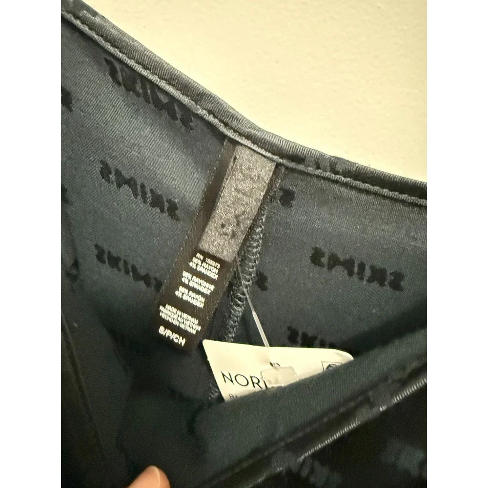 NWT SKIMS Jacquard Long Slip Dress Size S Black Logo Print‎ Adjustable Straps - Picture 7 of 8